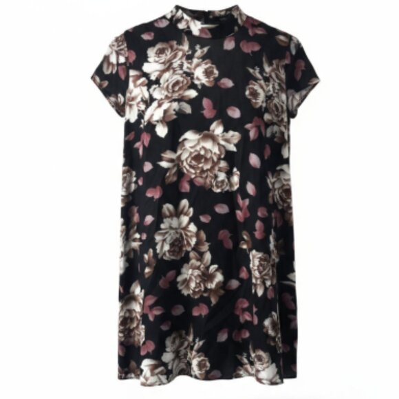 FForever 21 Women's Floral Mini Dress Sz S NWT Choker Neck Pockets Low Back - Picture 1 of 15